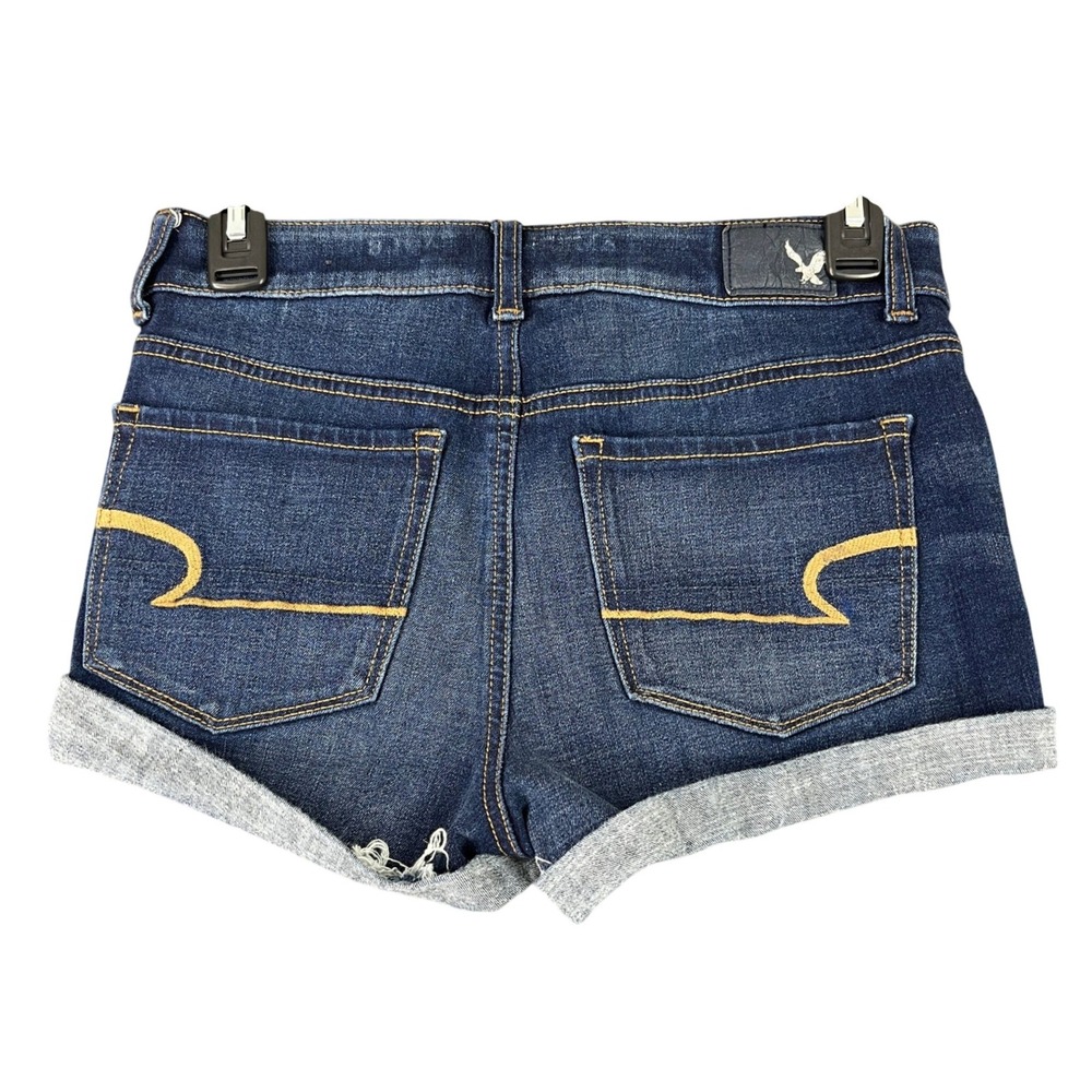 American Eagle Outfitters Denim Shorts Women 4 Mid Rise Rolled Cuff Stretch